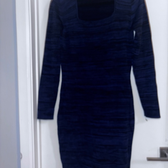 Navy blue striped long sleeve dress - Picture 3 of 5
